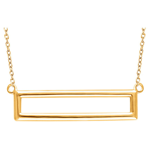14kt Yellow Gold Open Rectangle on 18in Necklace