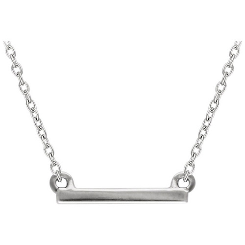 14kt White Gold Mini Bar 18in Necklace