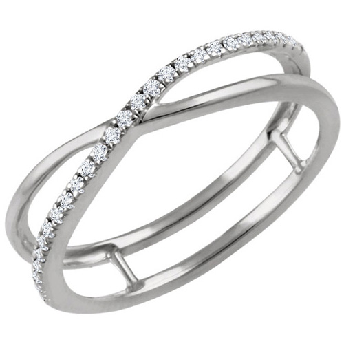 14kt White Gold 1/10 ct Diamond Criss Cross Frame Ring