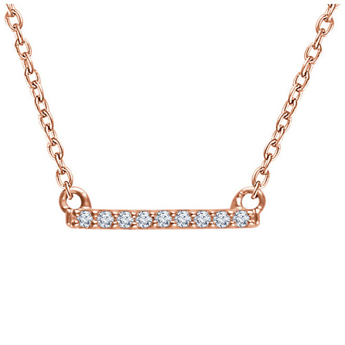 14kt Rose Gold .07 ct Diamond Bar 18in Necklace