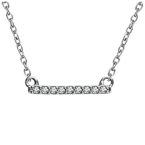 14kt White Gold .07 ct Diamond Bar 18in Necklace