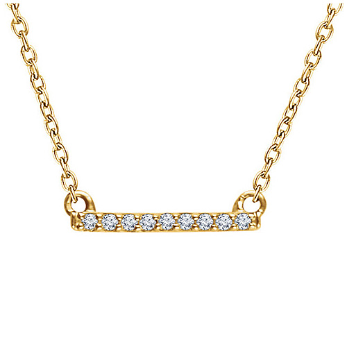 14kt Yellow Gold .07 ct Diamond Bar 18in Necklace