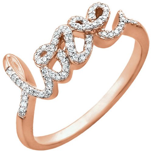 14kt Rose Gold 1/6 ct Diamond Love Ring