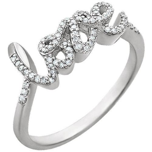 14kt White Gold 1/6 ct Diamond Love Ring