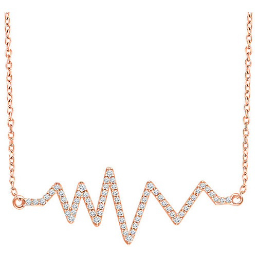 14kt Rose Gold 1/6 ct Diamond Heartbeat 18in Necklace