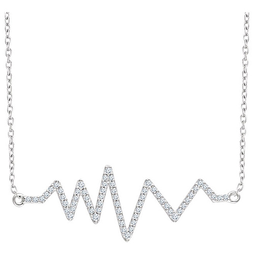 14kt White Gold 1/6 ct Diamond Heartbeat 18in Necklace