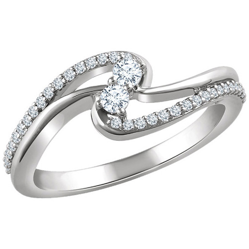 14kt White Gold 1/4 ct Diamond Bypass Two-Stone Ring
