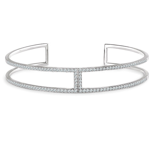 14k White Gold 3/4 ct Diamond Cuff Bracelet