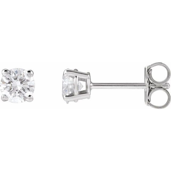 14k White Gold 1/4 ct tw Lab Grown Diamond Stud Earrings Four Prong Basket