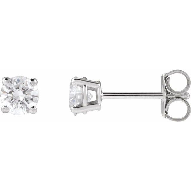 14k White Gold 1/2 ct tw Lab Grown Diamond Stud Earrings Four Prong Basket
