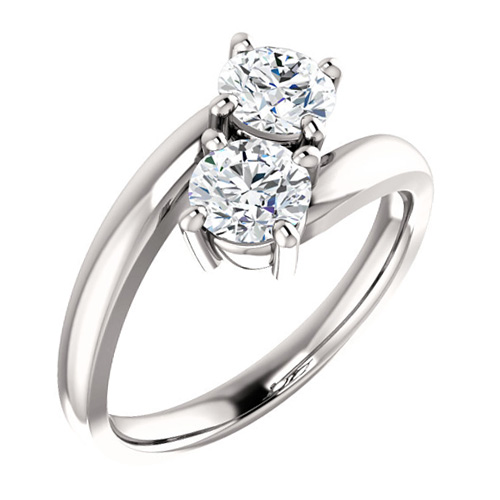 14kt White Gold 1.5 ct tw Forever One Moissanite Two-Stone Ring