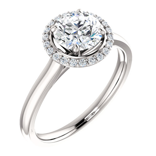 14kt White Gold 1 ct Forever One Moissanite Halo Ring 1/10 ct Diamonds