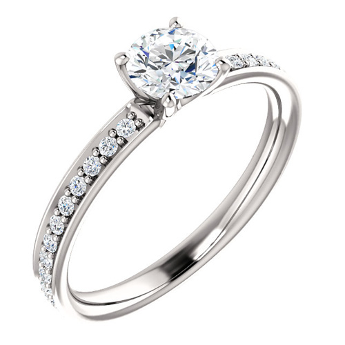 14kt White Gold 1 ct Forever One Moissanite Ring 1/5 ct tw Diamonds