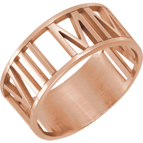 14kt Rose Gold Roman Numeral Ring