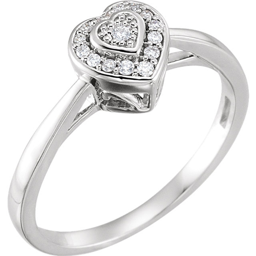 10kt White Gold .08 ct Diamond Heart in Heart Promise Ring JJ652989