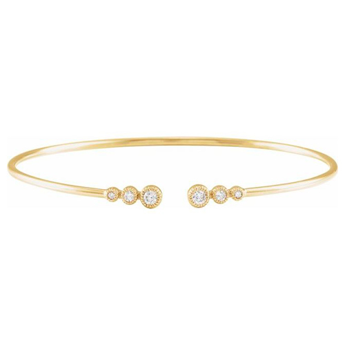 14k Yellow Gold .25 ct tw Diamond Bezel Cuff Bangle Bracelet