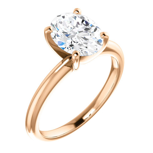 2.25 ct Forever One Oval Moissanite Ring 14k Rose Gold