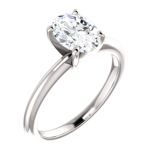 1.5 ct Forever One Oval Moissanite Ring 14k White Gold