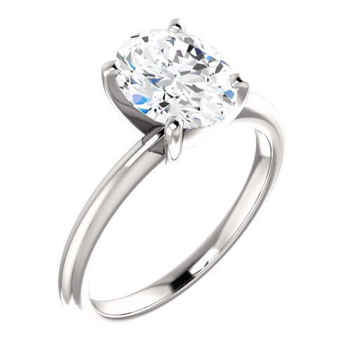 2.25 ct Forever One Oval Moissanite Ring 14k White Gold
