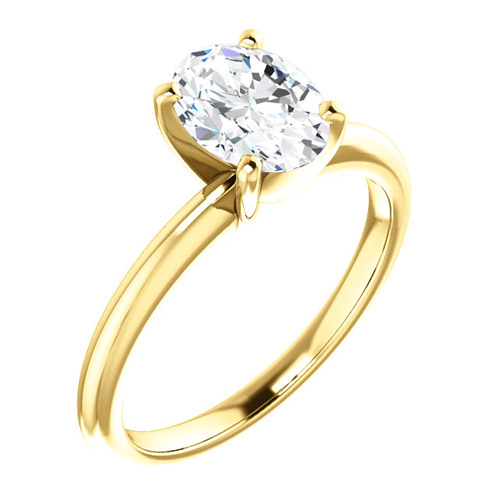 1.5 ct Forever One Oval Moissanite Ring 14k Yellow Gold