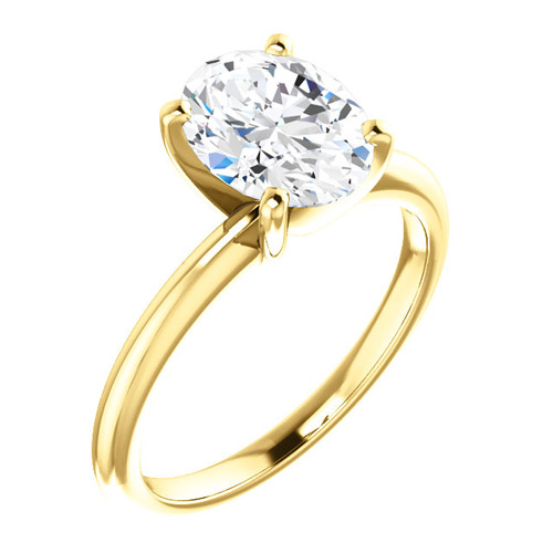 2.25 ct Forever One Oval Moissanite Ring 14k Yellow Gold