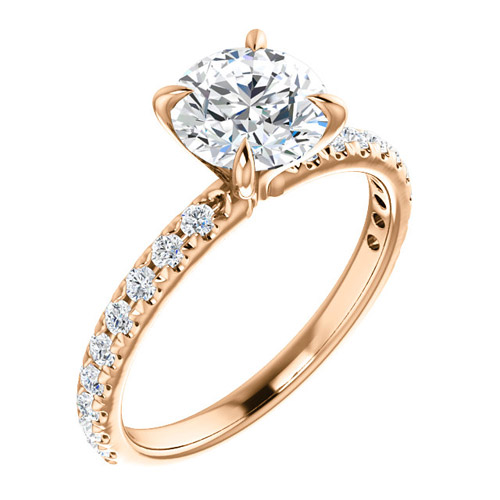 1 ct Forever One Moissanite Ring with 1/3 ct Diamonds 14k Rose Gold