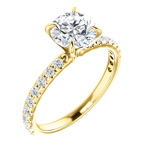 1 ct Forever One Moissanite Ring with 1/3 ct Diamonds 14k Yellow Gold