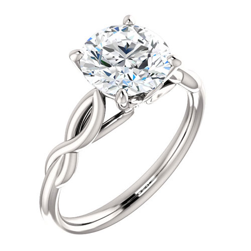 14k White Gold 2 ct Forever One Moissanite Twist Ring