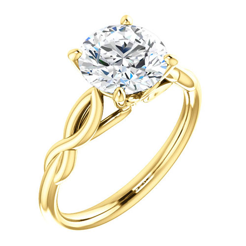 14k Yellow Gold 2 ct Forever One Moissanite Twist Ring