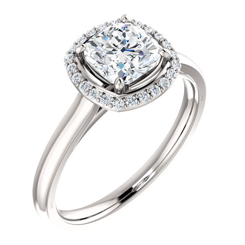 1.1 ct Cushion Forever One Moissanite Classic Halo Ring with Diamonds