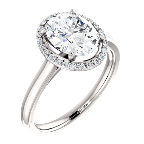 14k White Gold 2.2 ct Oval Forever One Moissanite Ring .13 ct Diamonds