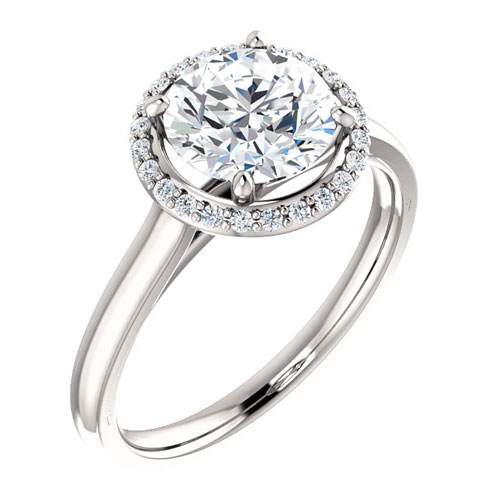 14k White Gold 1.5 ct Forever One Moissanite Halo Ring 1/10ct Diamonds