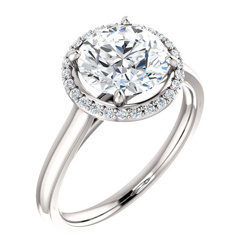 14k White Gold 2 ct Forever One Moissanite Halo Ring 1/8 ct Diamonds