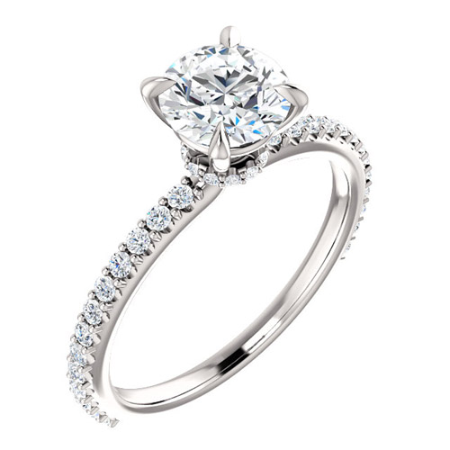 1 ct Forever One Moissanite Ring with 1/3 ct Diamond Accents Platinum