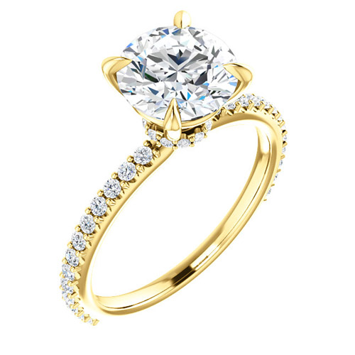 2 ct Forever One Moissanite Ring with 1/3 ct Diamonds 14k Yellow Gold