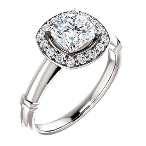 1.1 ct Cushion Forever One Moissanite Halo Ring with Diamonds