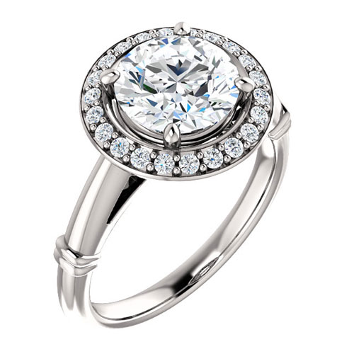 14k White Gold 2 ct Forever One Moissanite Halo Ring 1/5 ct Diamonds