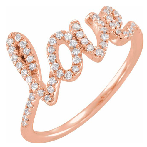 14k Rose Gold 1/4 ct tw Diamond Love Ring