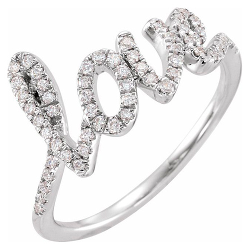 14k White Gold 1/4 ct tw Diamond Love Ring