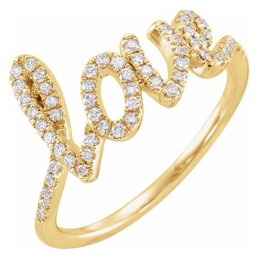 14k Yellow Gold 1/4 ct tw Diamond Love Ring
