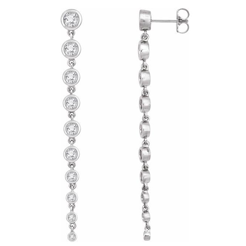 14k White Gold 2 ct tw Lab-Grown Diamond Bezel Drop Earrings