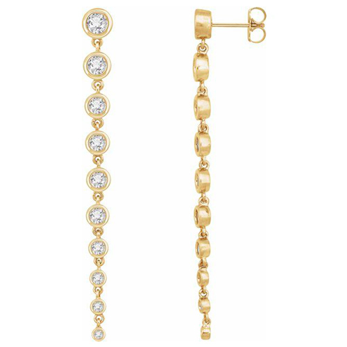 14k Yellow Gold 2 ct tw Lab-Grown Diamond Bezel Drop Earrings