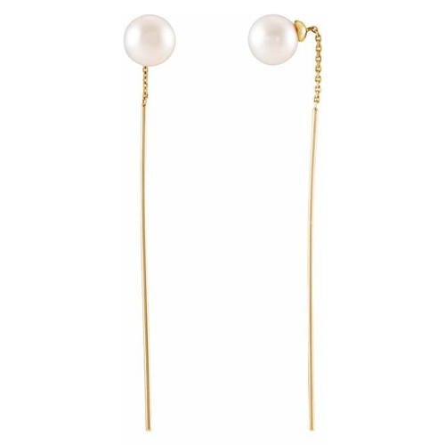 14k Yellow Gold Freshwater Cultured Pearl Threader Earrings