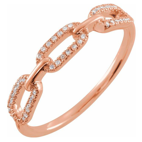 14k Rose Gold 1/6 ct tw Diamond Chain Link Ring