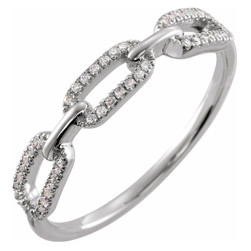 14k White Gold 1/6 ct tw Diamond Chain Link Ring JJ653652W