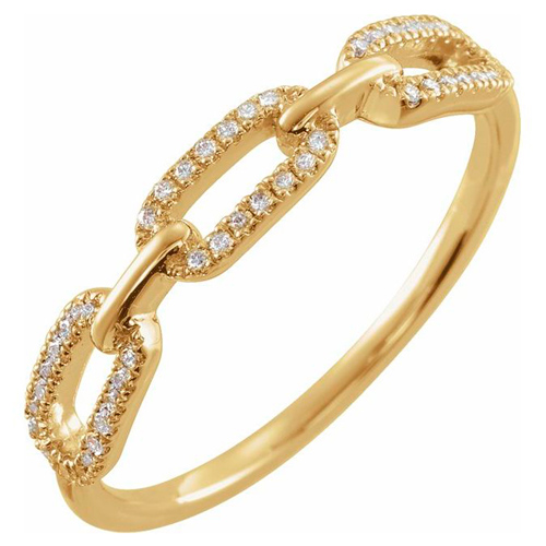 14k Yellow Gold 1/6 ct tw Diamond Chain Link Ring