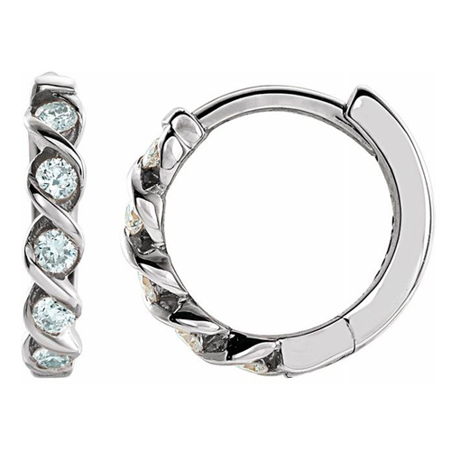 14k White Gold 1/10 ct tw Diamond Twist Hoop Earrings