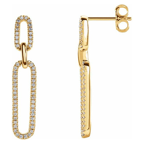 14k Yellow Gold 1/3 ct tw Diamond Paper Clip Link Earrings JJ653696Y