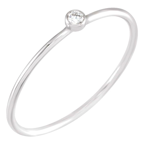 14k White Gold .03 ct Diamond Stackable Bezel Ring