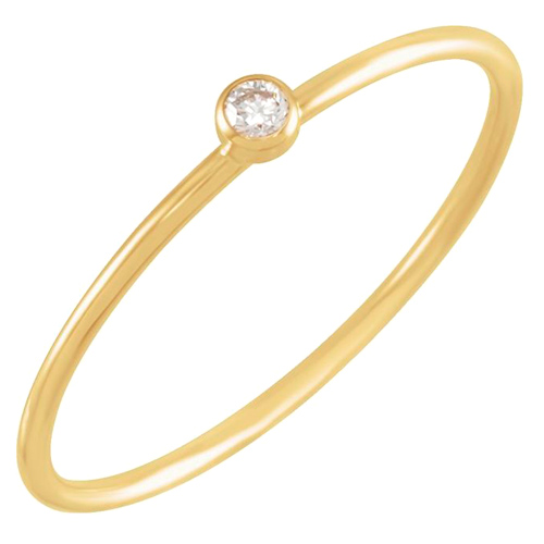 14k Yellow Gold .03 ct Diamond Stackable Bezel Ring
